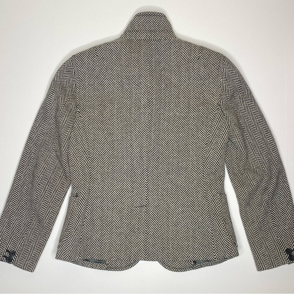 J.Crew Herringbone Wool Blend Coat Blazer Black & White Sz Sm EUC - Picture 3 of 7